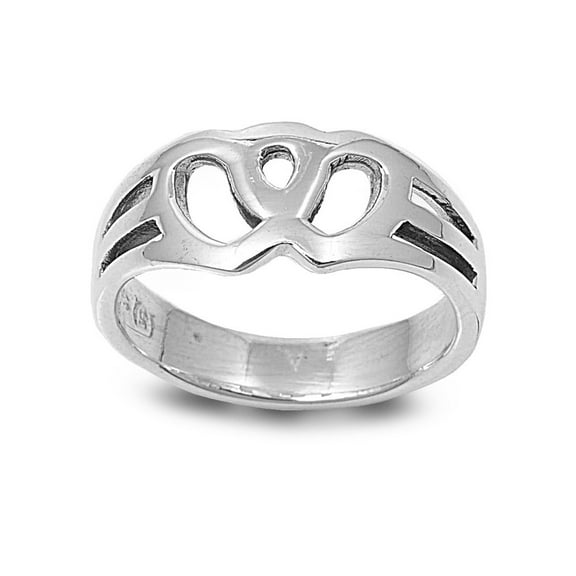 925 Sterling Silver Attached Hearts Ring Size 10