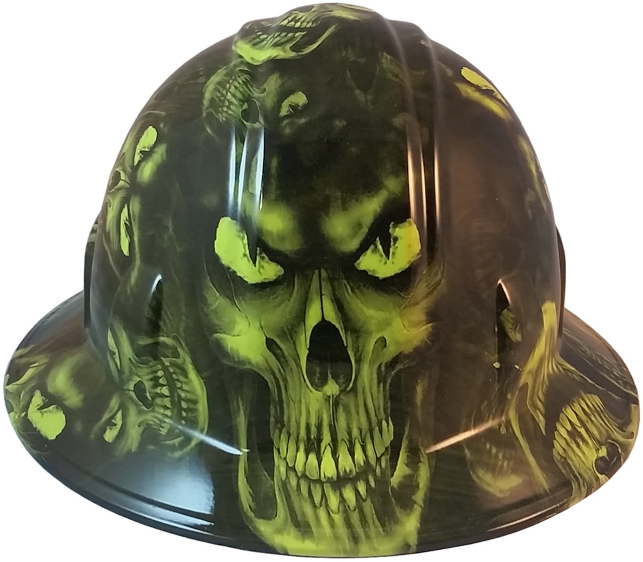 Hades Green Hydro Dipped Hard Hats Full Brim Style