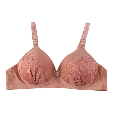 

Strapless Bra for Big Busted Women Wire-Free Push-Up Bralettes Solid Print Hot Pink 90C