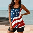thumbnail image 5 of American Patriotic Swimsuit Tops Adjustable Straps Crew Neck Blouse Sleeveless Summer Swimwear 4th July Swim Top USA Flags Tankini Slim Fit Blouses, 5 of 5