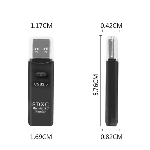 Lector de tarjetas TF 2 en 1 Adaptador de lector de tarjetas sin unidad de memoria USB 3.0 (negro) Likrtyny Para estrenar