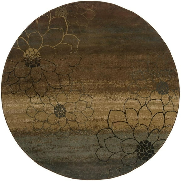 Oriental Weavers Hudson Area Rug - 074A1 - 7'8" Round - in Brown/ Beige - Vintage Bohemian Style, Stain Resistant, Family and Pet Friendly , Dining Room Rug