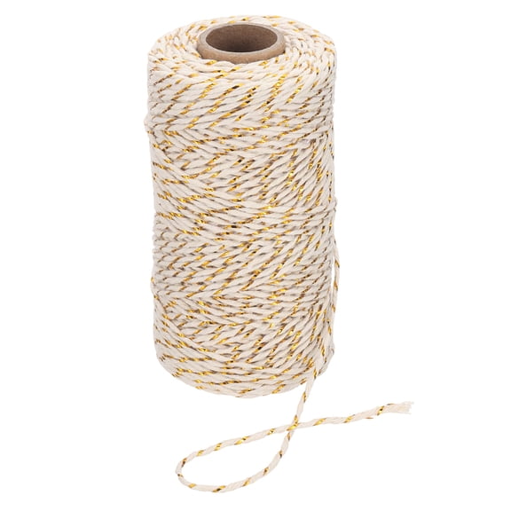 Uxcell 2mm x 109 Yard Cotton Butcher Bakers Twine for Gift Wrapping Arts Crafts Gardening, Gold Beige