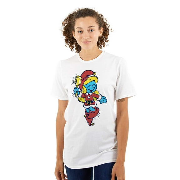 Smurfette Christmas Ms. Santa Claus Womens Graphic T Shirt Tees Brisco Brands S