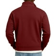 thumbnail image 5 of Mens Quarter Button up Sweatshirt Mock Neck Pullover Long Sleeve Casual Tops Winter Wine S, 5 of 6