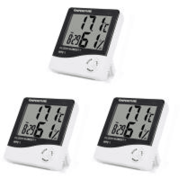 Termómetro Interior 1 Higrómetro Digital HTC- Temperatura Ambiente Medidor de Humedad Reloj