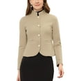 thumbnail image 1 of INSPIRE CHIC Manteau Veste Court en Laine à Basque pour Femme TP Kaki, 1 of 6
