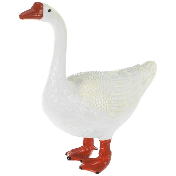 PBPBOX Premium White Simulation Goose Figurine Plastic Desktop Ornament for Living Room Decor