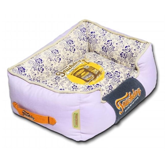 Pet Life Touchdog Floral-Galore Vintage Printed Ultra-Plush Rectangular Designer Dog Bed - Purple - Large