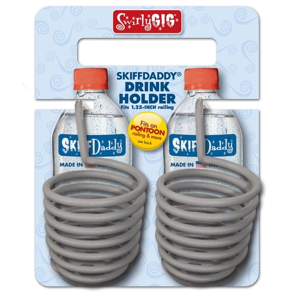 Swirlygig Skiffdaddy Drink Cup Holder for Pontoon, Boat, Canoe, Patio Chair, 3 inch diameter, 2 Pack