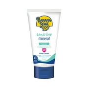 Banana Boat Sensitive 100% Mineral Face Sunscreen Lotion SPF 50, Travel Size Sunscreen, 3oz