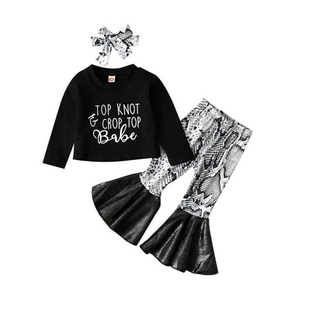 

Fesfesfes Infant Halloween Solid Color Letter Printed Top + Printed Trousers+Headband Suit