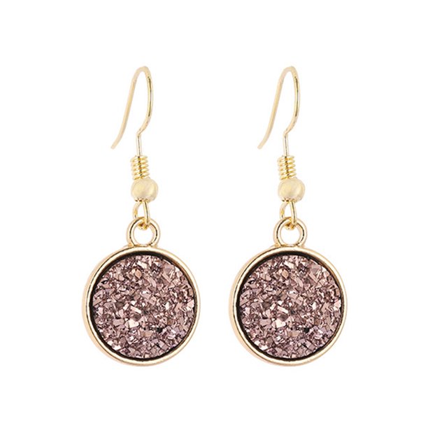 Guardurnaity 1 par de pendientes colgantes chapados en Drusy, colgantes redondos, accesorios de joyería multicolor, regalos femeninos, decoraciones para Ropa, zapatos y accesorios Miscelánea Café Guardurnaity AP009627-07B