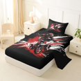 thumbnail image 2 of Castle Fairy Graffiti Dirt Bike Twin Sheet Sets 3pcs for Kids, Red Splash Design Bedding for Bedroom, Red Black, 2 of 6