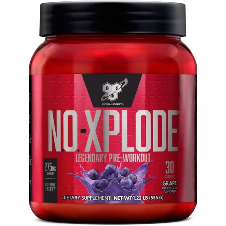 BSN N.O.-XPLODE Pre Workout Powder, Energy Supplement for Men and Women with Creatine and Beta-Alanine, Flavor: Grape, 30 Servings