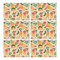 Cute Yellow Lemon Fruit Table Mats, Set of 6, Flax Linen Heat Resistant Wrinkle Free Design, Perfect for Summer Kitchen and Garden Dining Decor