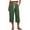 Green, variant on Women's Waffle Knit Capri Pants Drawstring High Waist Relax Fit Cargo Trousers with Side Pockets