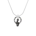 thumbnail image 2 of Delight Jewelry Silvertone Black Clef Silver-tone You Mean the World to Me Ring Necklace, 18", 2 of 4