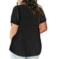 thumbnail image 3 of Plus Size Tshirt for Women 2025 Solid Casual Summer Tops V Neck Short Sleeve T Shirts Dressy Blouse, 3 of 5