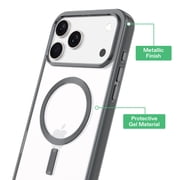 onn MagSafe Compatible Phone Case for iPhone 17 Pro Max - Metallic Gray/Clear