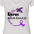 thumbnail image 4 of Inktastic Lupus Awareness Butterfly Ribbon Women's V-Neck T-Shirt, 4 of 5