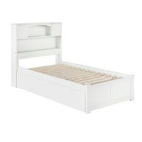Newport Twin Extra Long Bed with Footboard and Twin Extra Long Trundle in White