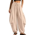 thumbnail image 3 of QSAWXQZ Women's Jogger Pants Drawstring Elastic Waist Loose Tapered Leg Trousers with Pockets Adjustable Hem Bottoms 2XL, 3 of 9