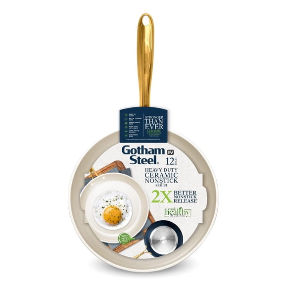 Gotham Steel Cream Navy 12 inch Nonstick Ceramic Dishwasher Oven Safe Fry Pan Skillet