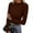 Brown #055, variant on Mock Turtle Necks Tops for Women Long Sleeve Ribbed Shirts Thermal Slim Fit Lightweight Undershirts Blue One Size