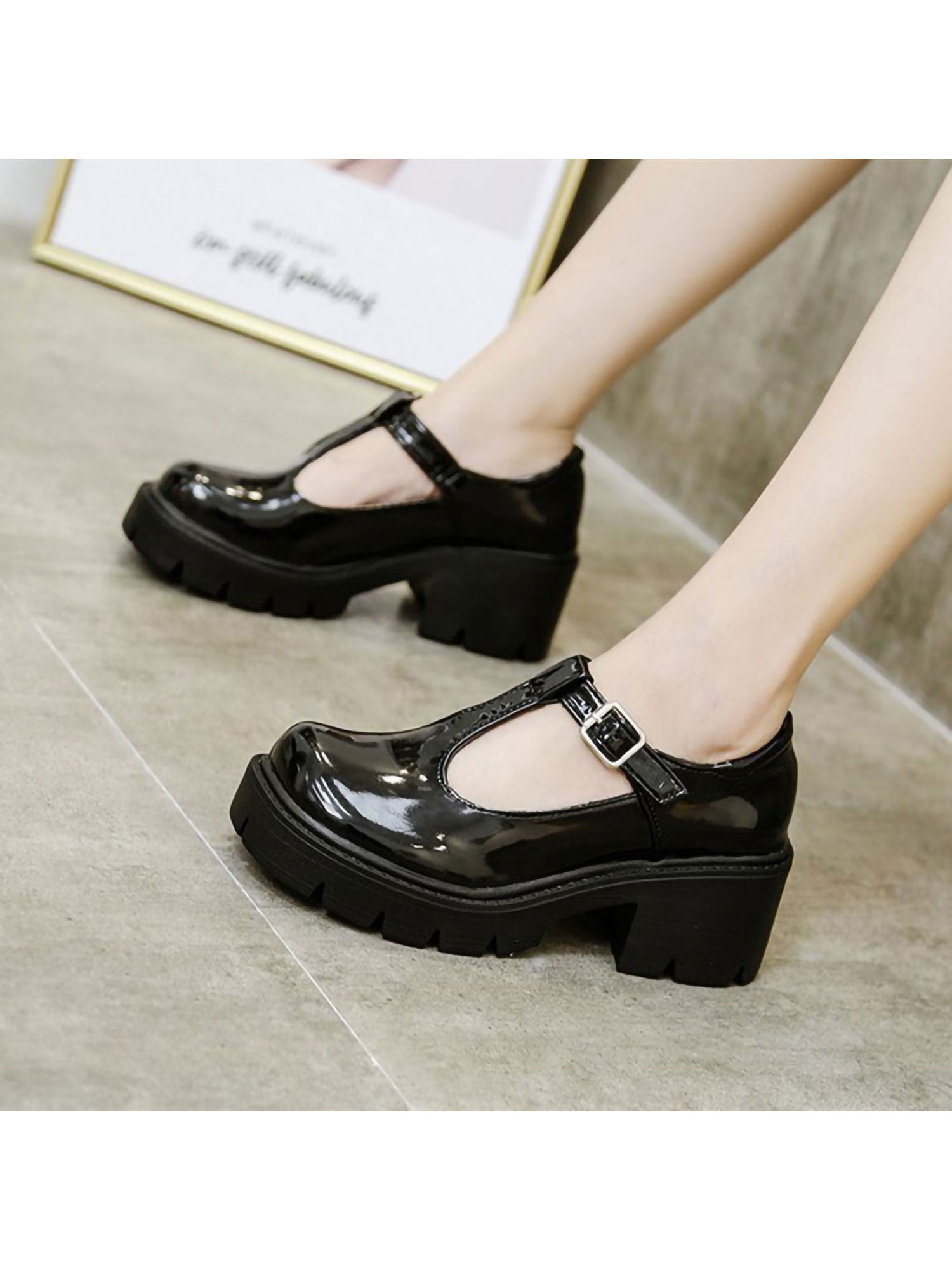 Women Ankle Strap Low Heels Mary Janes Elegant Casual Party Cocktail Suede Shoes 