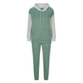 thumbnail image 4 of Brondbend Women's Sweatsuit Outfits Womens Track Suits 2 Piece Set Hooded Long Sleeve Pocket Drawstring Sweatshirt and Elastic Waist Sweatpant Set Loose Fall Winter Workout Suit,Green, 4 of 4