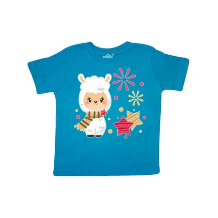 

Inktastic New Year Celebration Llama with Gold and Red Stars Gift Toddler Boy or Toddler Girl T-Shirt