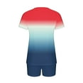 thumbnail image 3 of Summer lounge Outfits for Women 2 Piece Gradient Color Casual Short Sleeve V Neck Sleep Top and Shorts Sets Nightwear (S, Red), 3 of 6