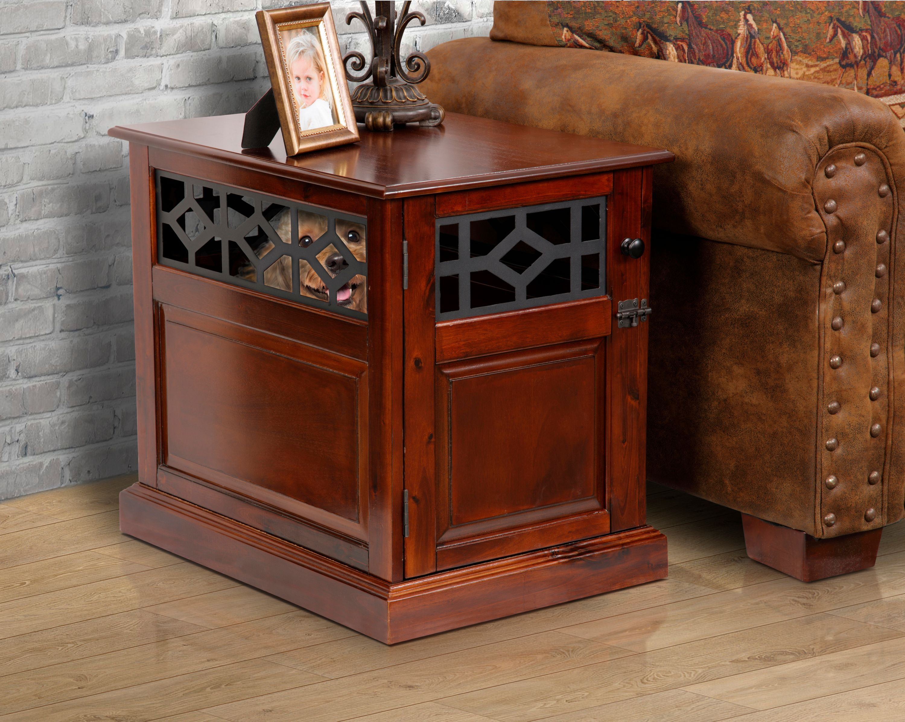 Picture of OS Home Model DB-111 Small Sized Real Wood Dog Crate with Raised Panel ...