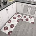 thumbnail image 2 of Geometric Flower and Dahlia White Anti Fatigue Kitchen Rugs Set Of 2, Non Slip Washable Decorative Floor Mats for Kitchen Sink Laundry, 17"x30" and 17"x47", 2 of 6