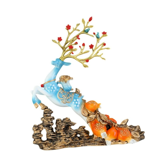 Estatua de alce Escultura animal Estante para vino Resina Decoración Feng Shui Adorno de escritorio para Azul