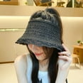 thumbnail image 3 of LinYooLi Foldable Knitted Sun Hat For Women Empty Top Sunscreen Cap Summer Sun Protection Fisherman Hat For Female Outdoor Beach Sun Caps, 3 of 6