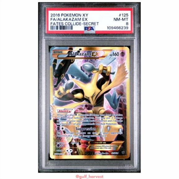PSA 8 Pokemon XY Fates Collide Alakazam EX featuring Umbreon Secret Rare Full Art Graded Card 125/124