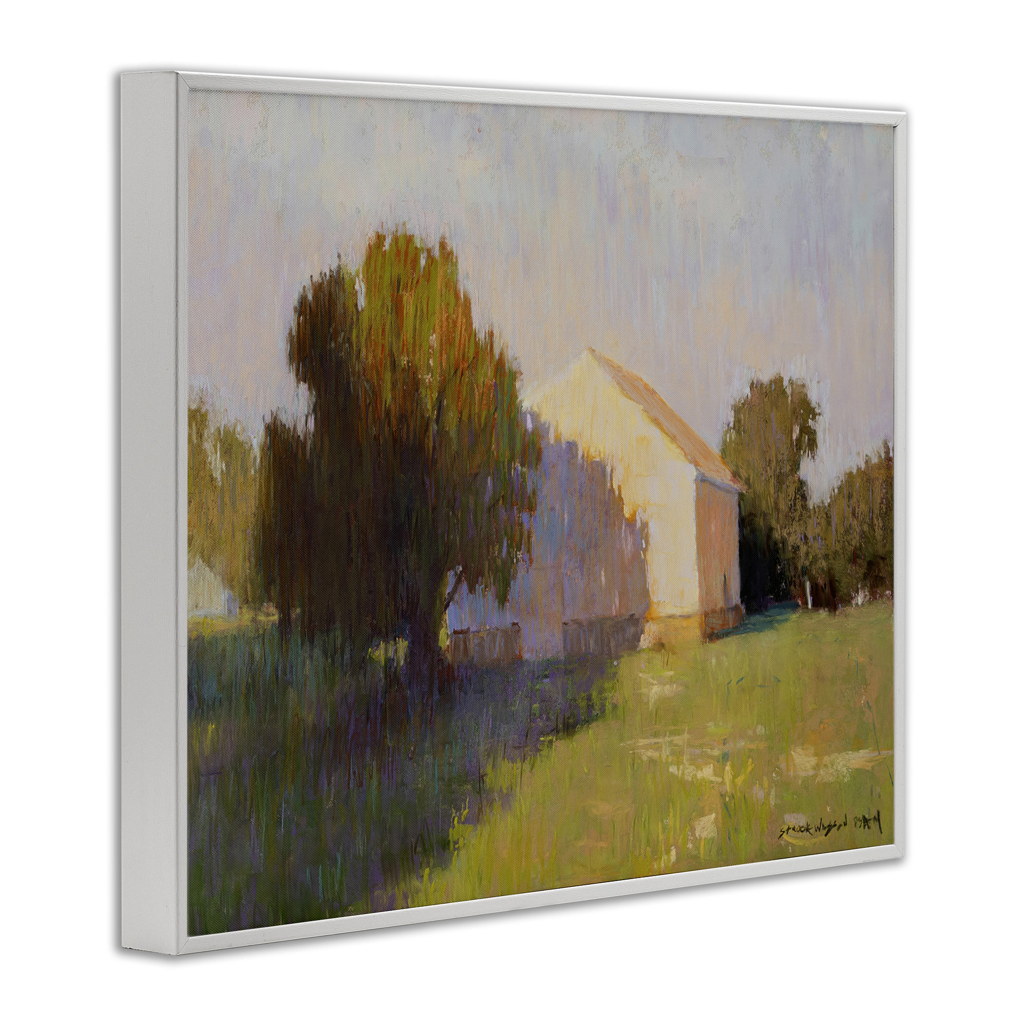 Stupell Industries Summer Farm View Landscape Painting White Framed Art Print Wall Art, 14 x 11