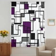 thumbnail image 3 of Purple Geometric Sheer Curtains 63 Inches Long, Black Grey Abstract Striped Modern Art Light Filering Curtains, Breathable Simi Curtain Privacy Drapes for Living Room Bedroom Window Treatment, 3 of 9