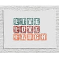 thumbnail image 1 of Live Laugh Love Tapestry, Calligraphy Quote Expressing Happiness Abstract Vintage Composition, Wall Hanging for Bedroom Living Room Dorm Decor, 80W X 60L Inches, Teal Ruby Orange, by Ambesonne, 1 of 2
