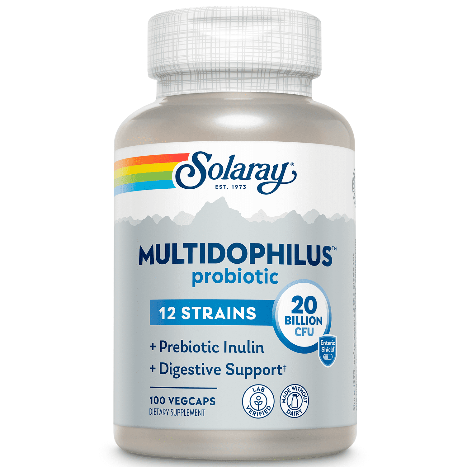 SOLARAY Multidophilus 12-Strain Probiotic, 100 Enteric Coated VegCaps