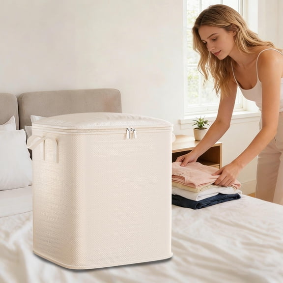 Heavy Duty Woven Moving Bags with Zipper, Extra Large Collapsible Storage Totes for Clothes and Dorm Supplies