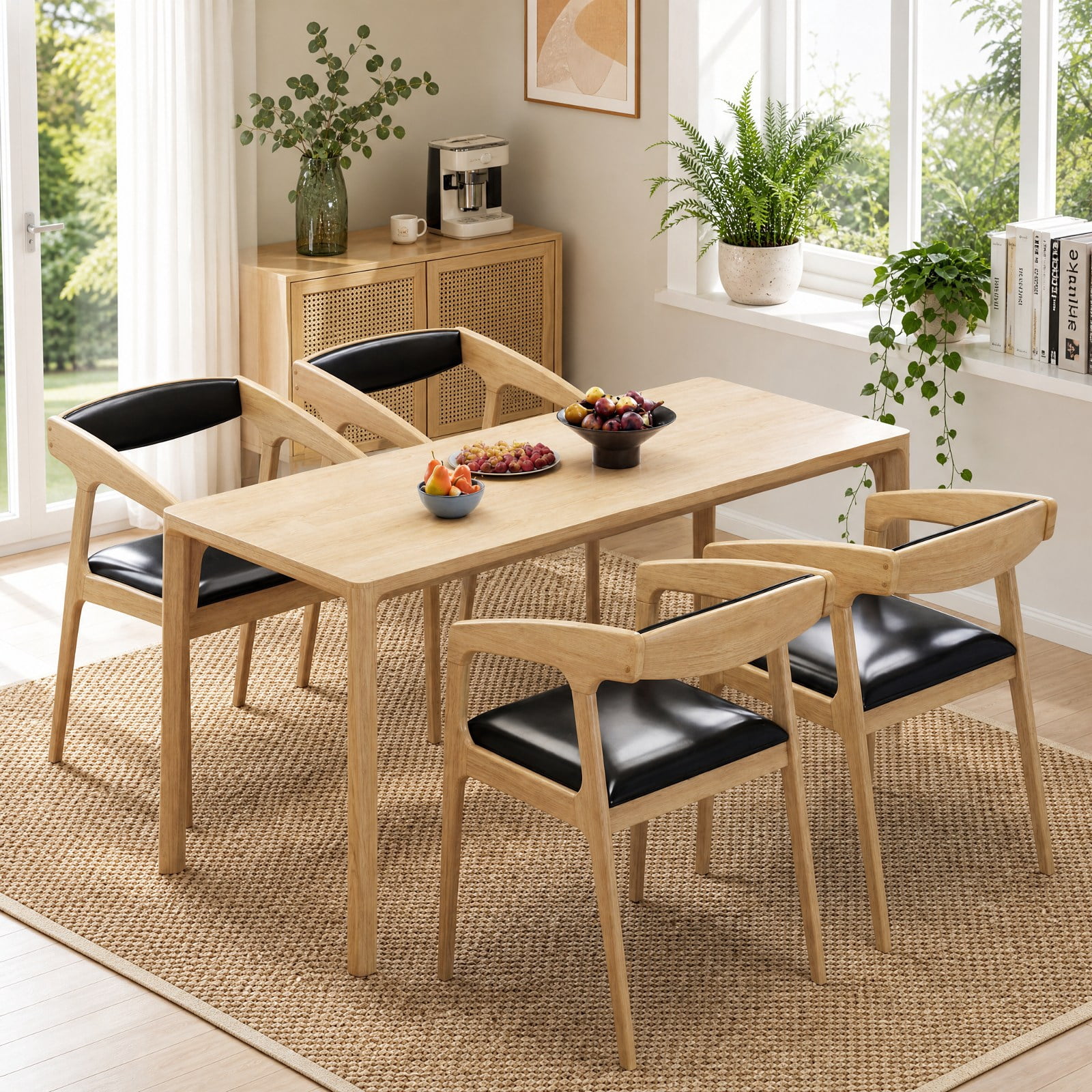 Furnibear Upholstered Armchairs Set of 2 with Cozy Backrest and Padded Seat Cushion for Kitchen Dining Room Living Room Home, Natural