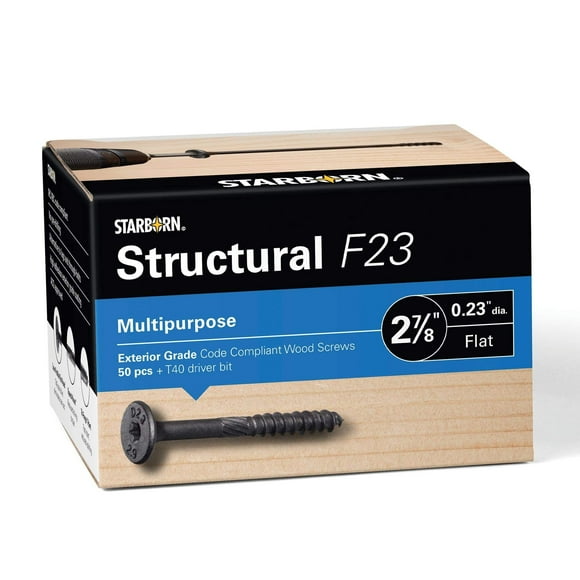 Starborn Structural F23 Multi-Purpose Flat Head Wood Screw - Pack of 50-2-7/8""