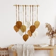 thumbnail image 6 of Macrame Wall Hanging Handmade Woven Leaf Tapestry with Yarn Tassels, Boho Cotton Rope Art Decor for Nursery, Bedroom, Living Room, Apartment Home, 15.75x39.37, 6 of 10