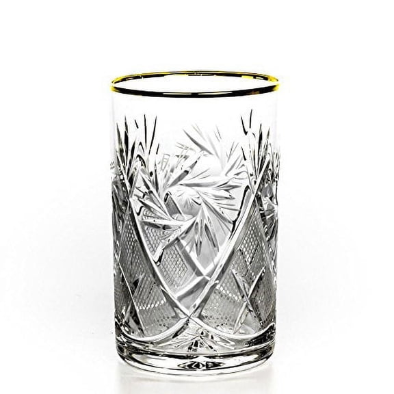 World Gifts Crystal Gold Rimmed Hot Tea Glassware Suitable for Cup Holders