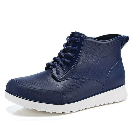 

2024 New Lovers Lace-up Rain Boots Men Outdoor Non-slip Waterproof Work Water Boots Fashion Couple‘s Ankle Platform Rainboots