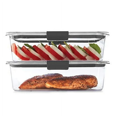 Rubbermaid Leak-Proof Brilliance Food Storage Set 9.6 Cup Plastic Containers with Lids Microwave and Dishwasher Safe, 2-Pack, Clear