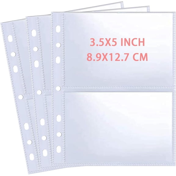 30 Pack 120 Pockets 3.5x5 Photocard Sleeves for 6 Ring A5 Binder, Ultra-Clear Sleeves, Double-Sided 2 Pocket Pages, Top Loading Sheet Protector for Photos, Postcards, Seed Packets
